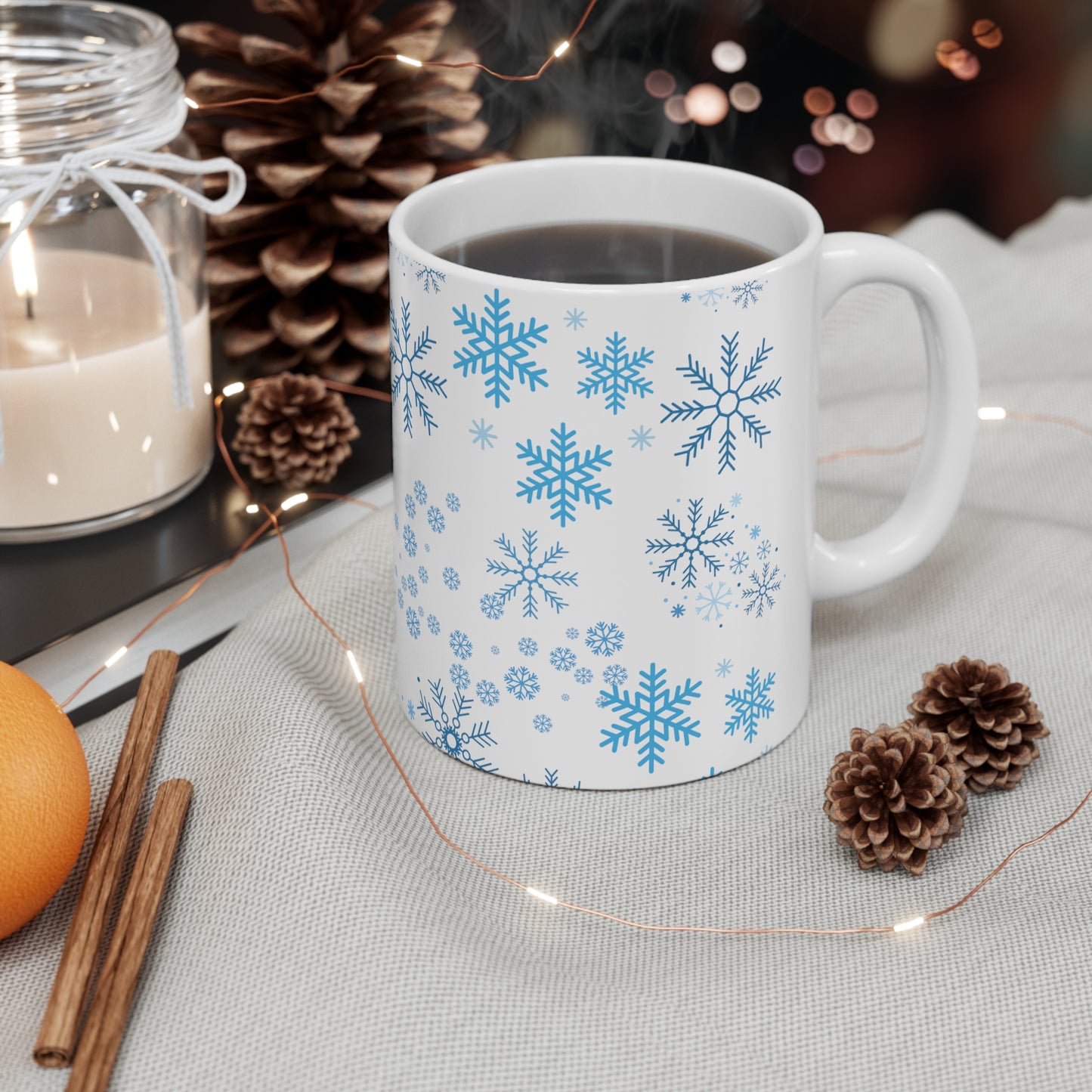 Ceramic Mug 11oz with pretty Snow Flake design.