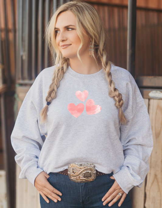 Valentines Day Sweatshirt with Fun Pink Hearts, Great gift for Wife, Mom, Daughter, Auntie, Grandma, Friend,  Warm and Cozy